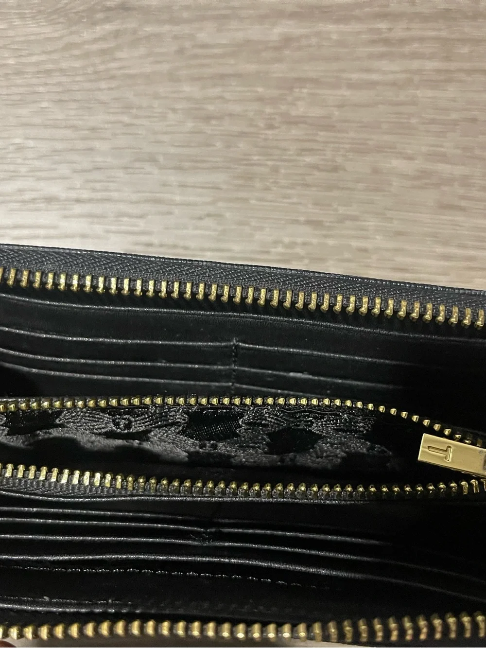 Ted Baker Navy Saffiano Zip Around Wallet with Gold Logo